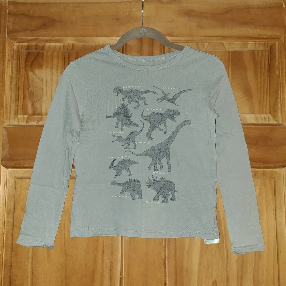 5/$30 Boys GAP Kids Gray Dinosaur Long Sleeve Shirt
